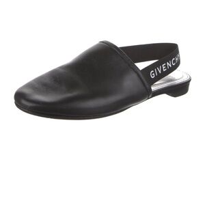 GIVENCHY Leather Grosgrain Trim Slingback Flats